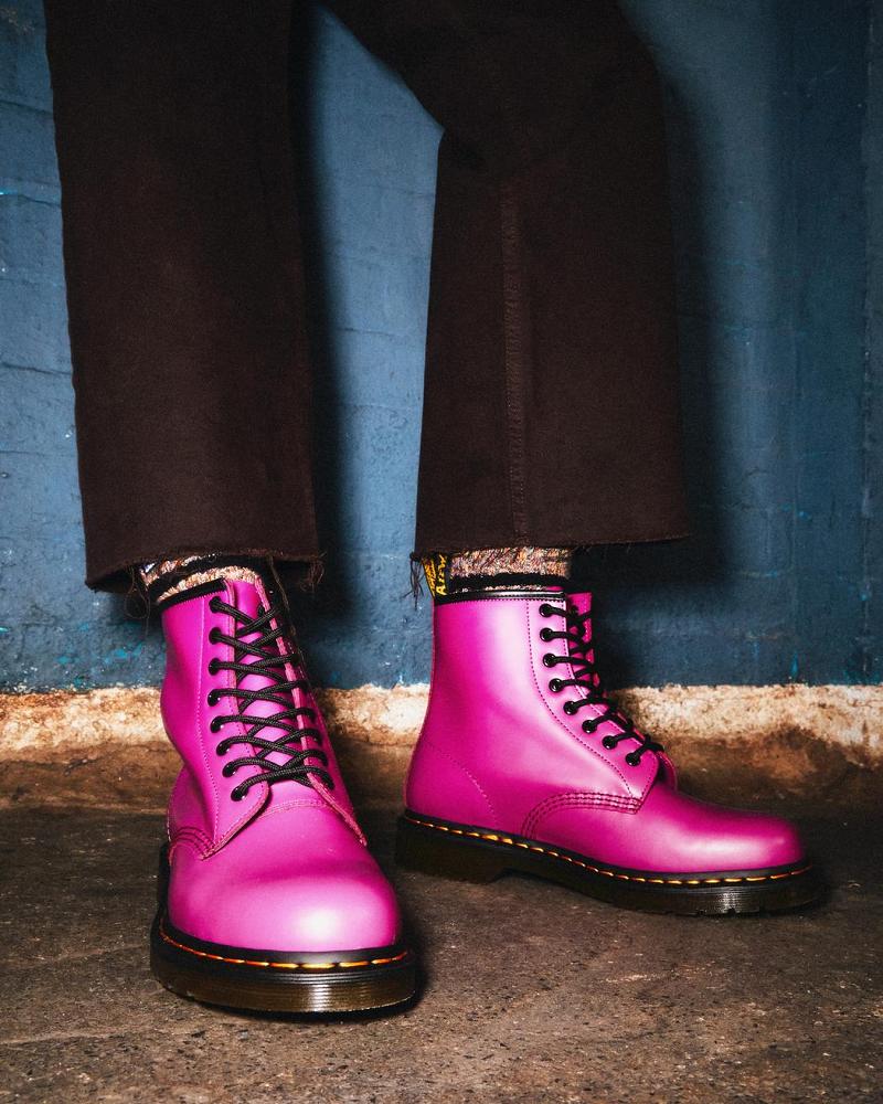 Pink Women's Dr Martens 1460 Smooth Leather Lace Up Boots | CA 203KOR